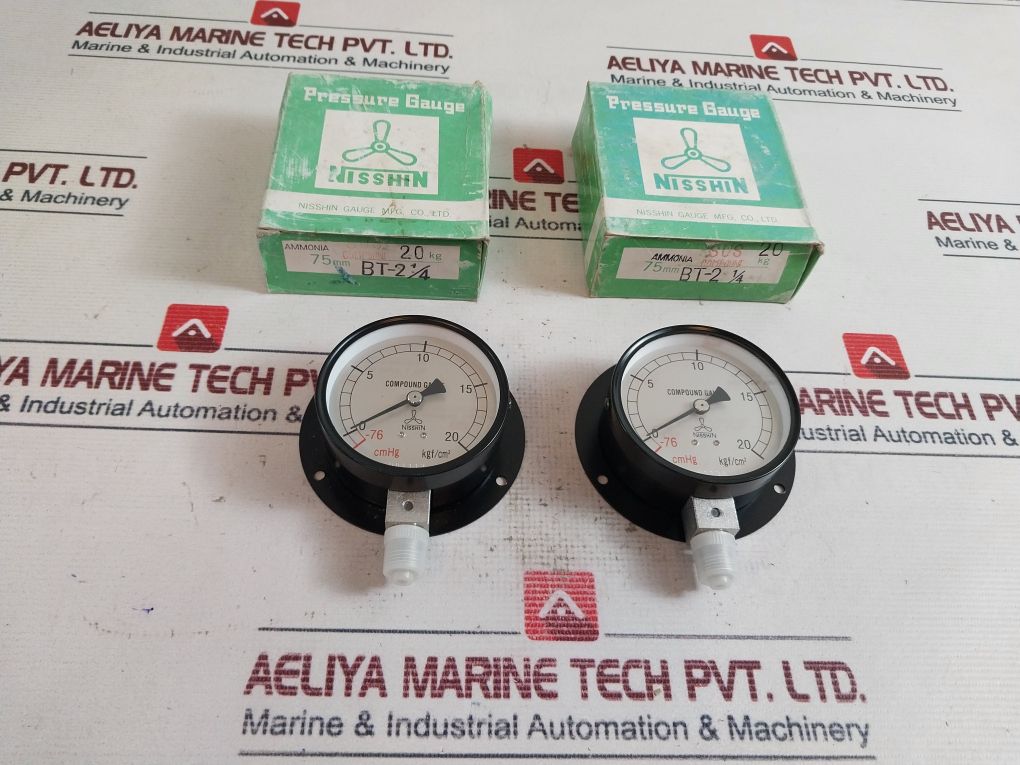 Nisshin 0-20 Kgf/Cm2 Compound Pressure Gauge Ammonia 0-20 Kgf/Cm2