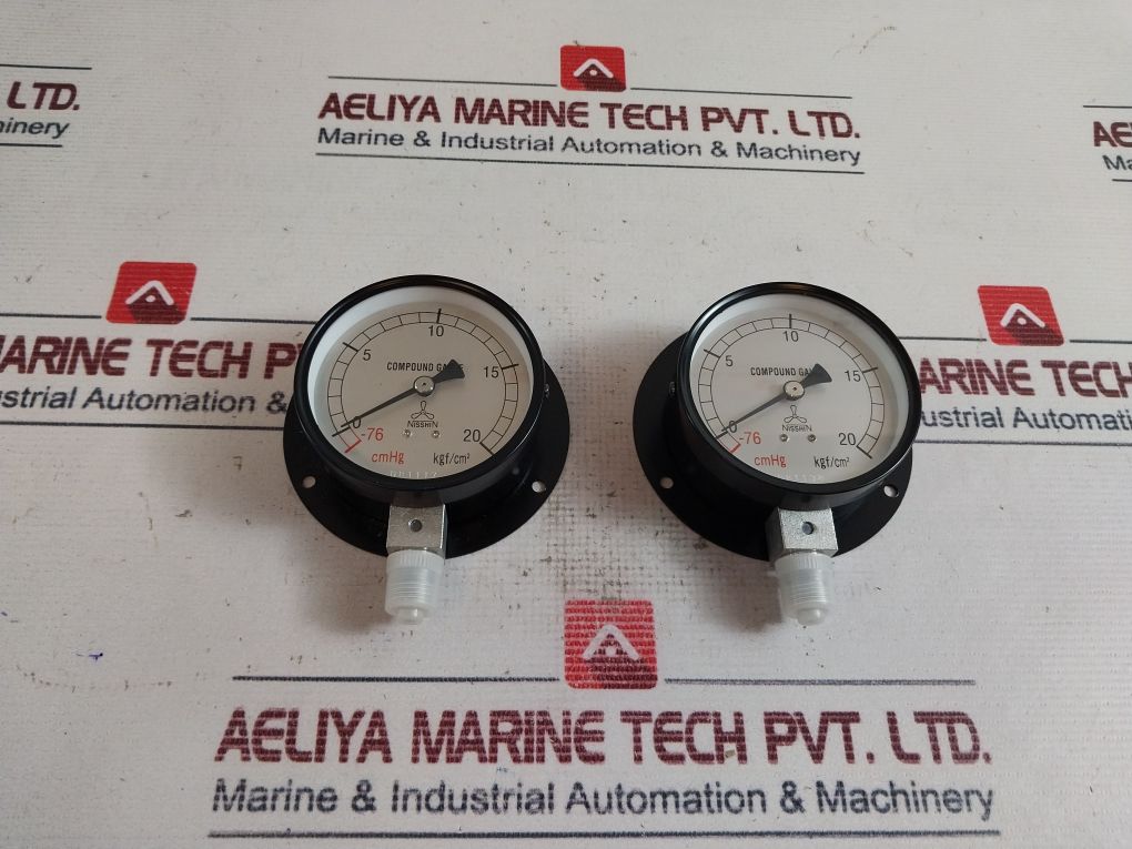 Nisshin 0-20 Kgf/Cm2 Compound Pressure Gauge Ammonia 0-20 Kgf/Cm2