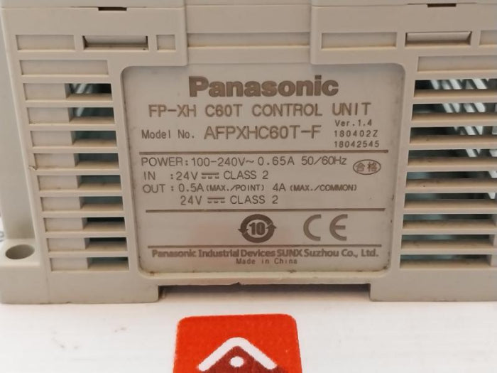 Panasonic Afpxhc60T-f Control Unit Version 1.4 100-240V Ac 0.65A 50/60Hz 24V Dc