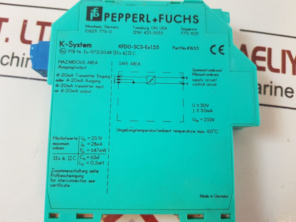 PEPPERL+FUCHS K-System KFD0-SCS-EX1.55 Safety Barrier 41655