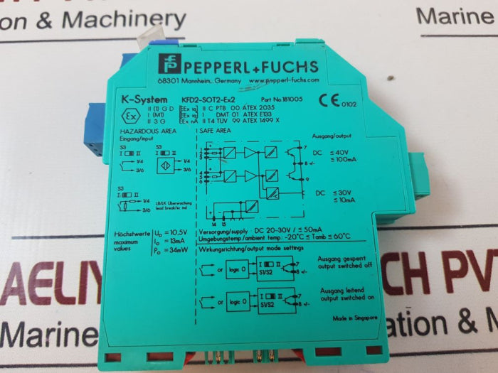 Pepperl+Fuchs Kfd2-sot2-ex2 Switch Amplifier 181005 Dc 20-30V/50Ma