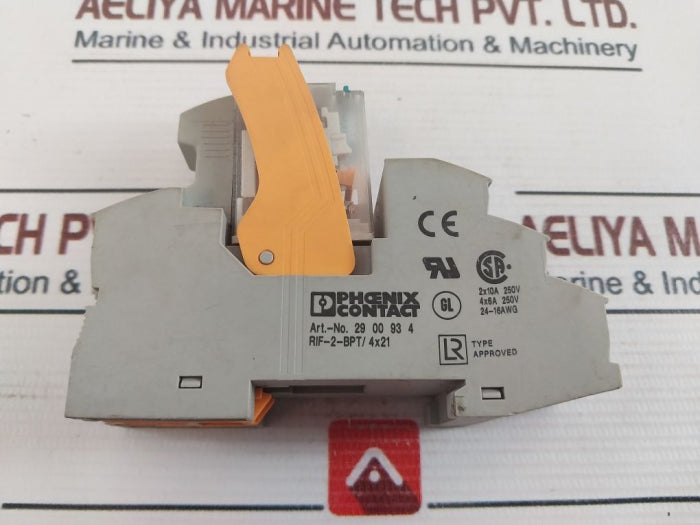 Phoenix Rif-2-bpt/4X21 Relay Base Coil 10A 250V 29 00 93 4