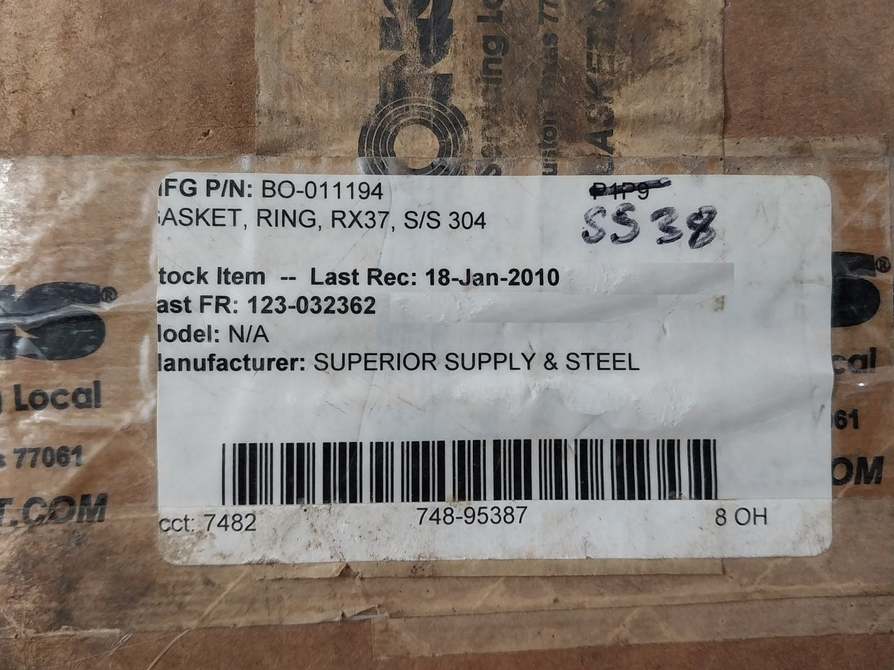 Lamons 6A0112.1 Stainless Steel Gasket Ring Bo-011194