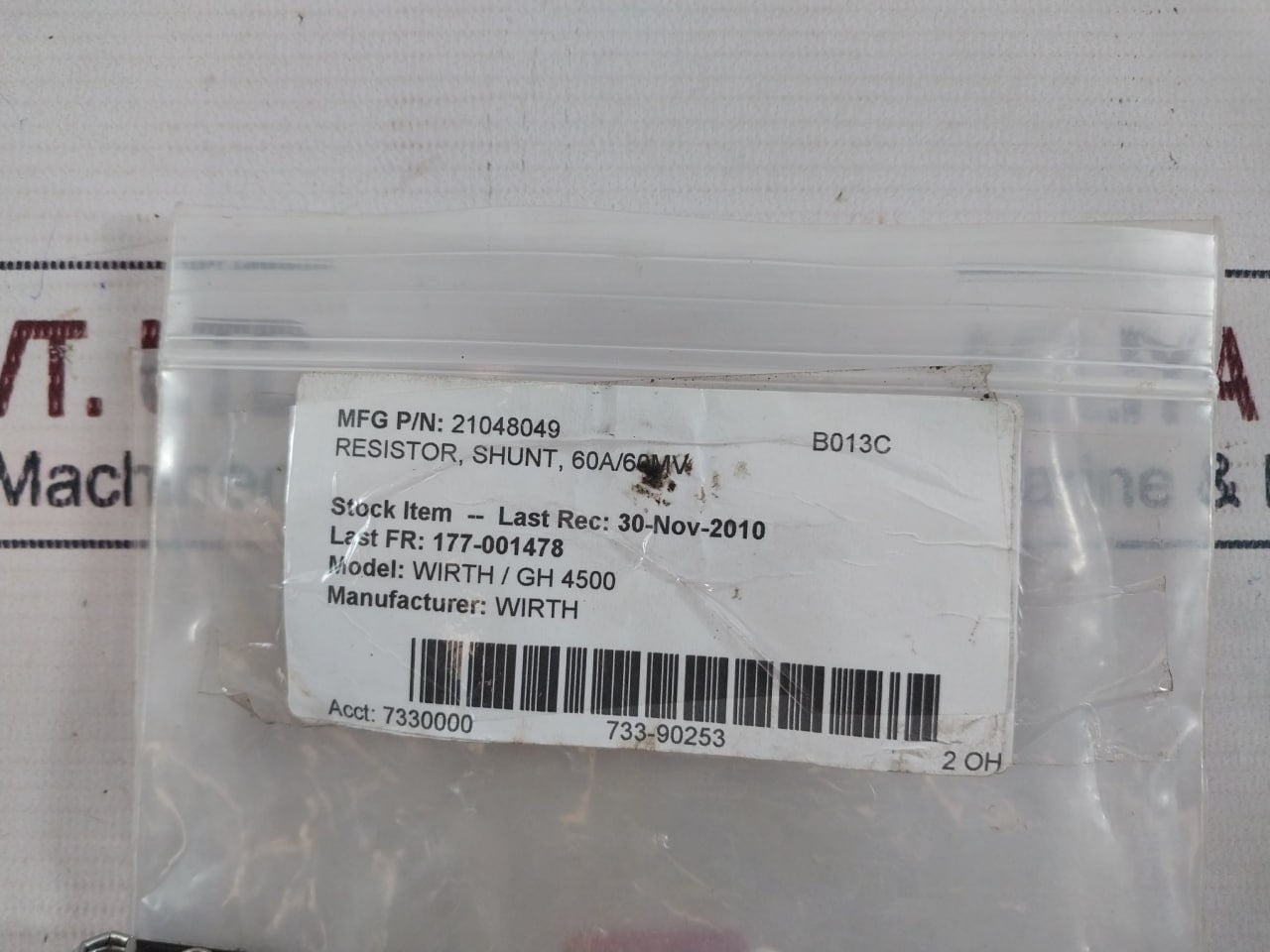 Wirth 21048049 Shunt Resistor 60A/60MV