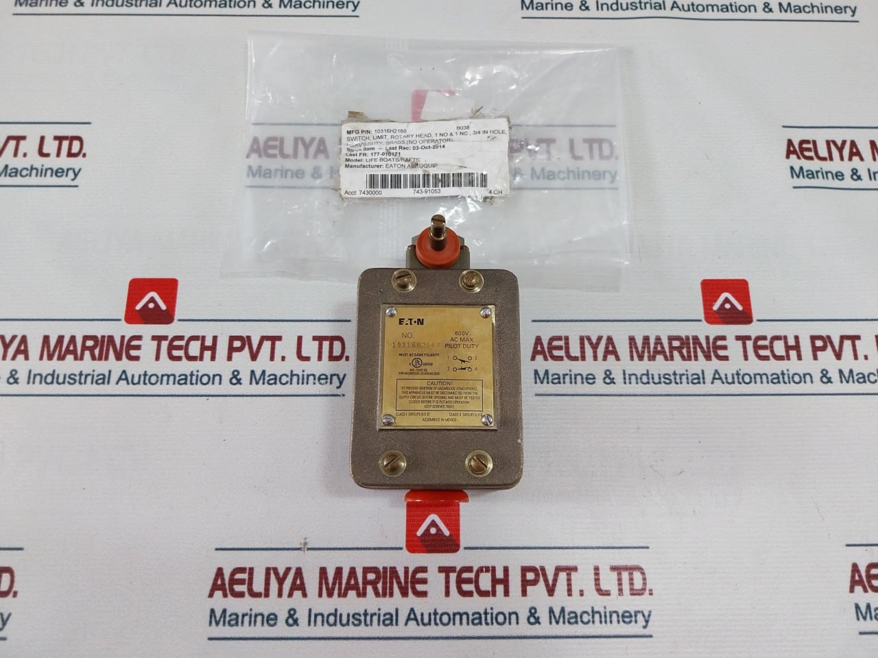 Eaton 10316H2168 Rotary Head Limit Switch 3/4 IN Hole Brass