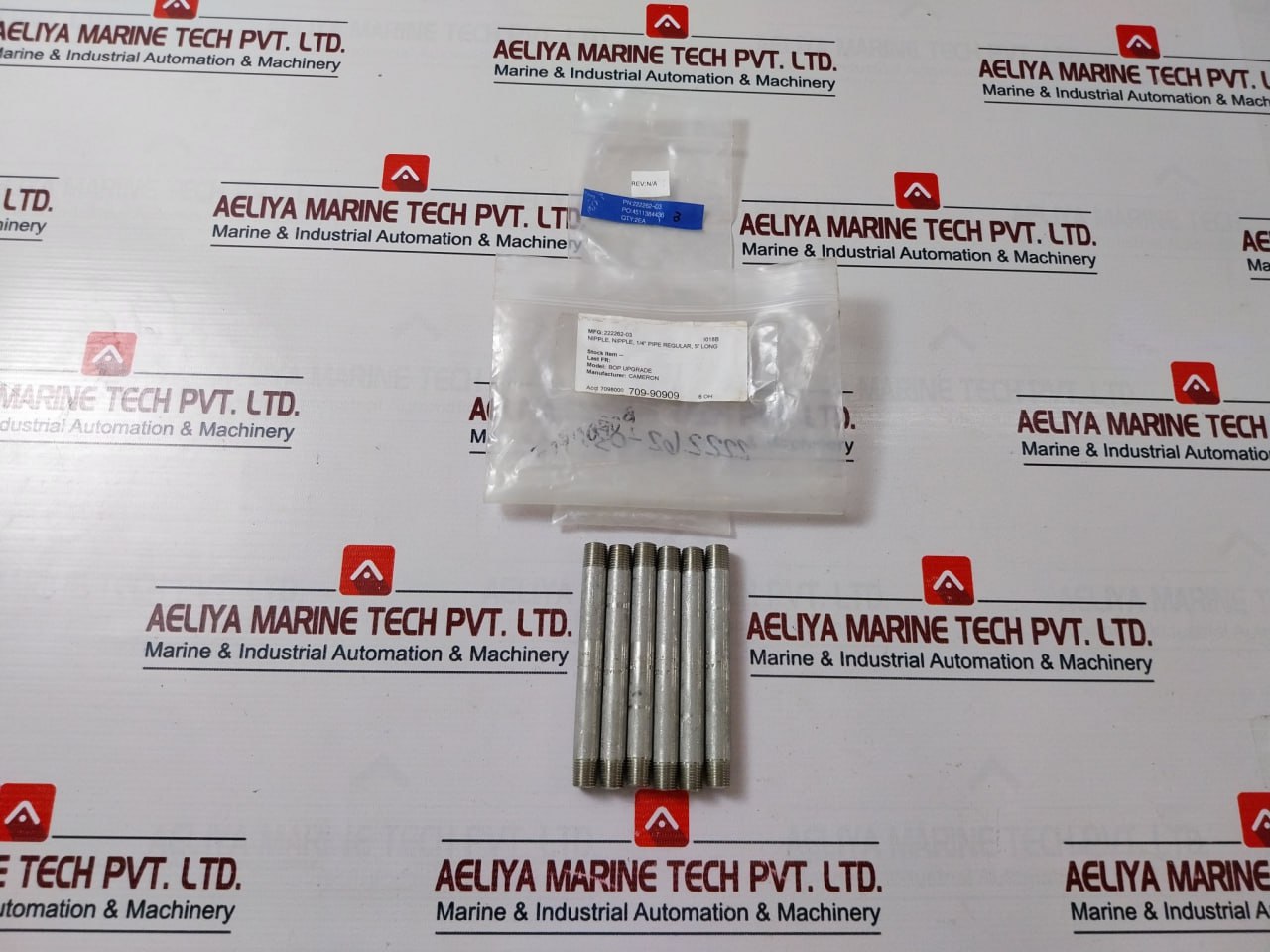 Lot of 6X CAMERON A/SA312 Nipple, 1/4" Pipe Regular, 5" Long 222262-03