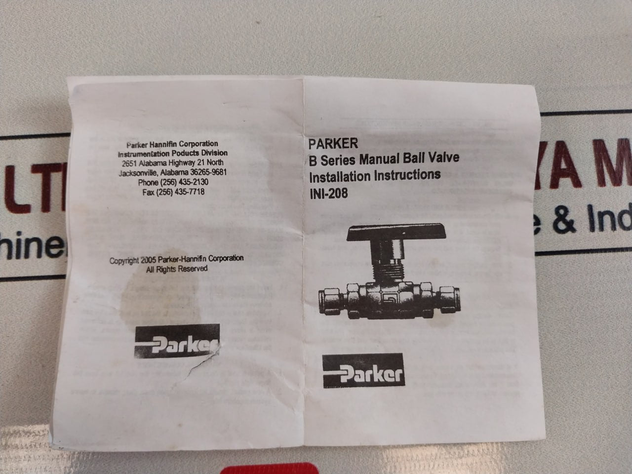 Parker 6F-b8Lj2-ssp B Series Manual Ball Valve 160K Riser Tensioner