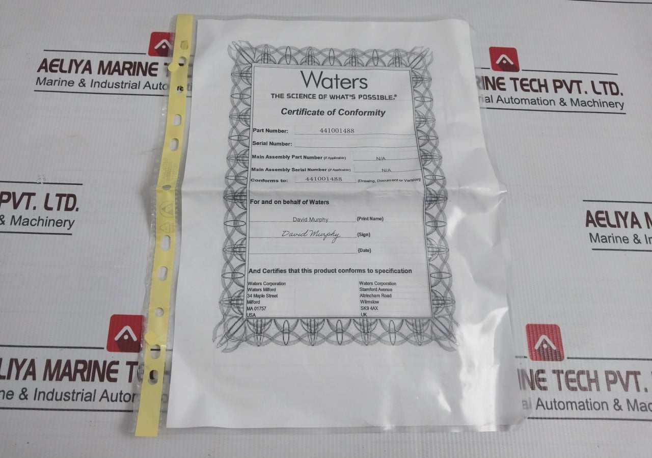 Waters 441001488 Tfc Vent Valve Assembly Rev: G