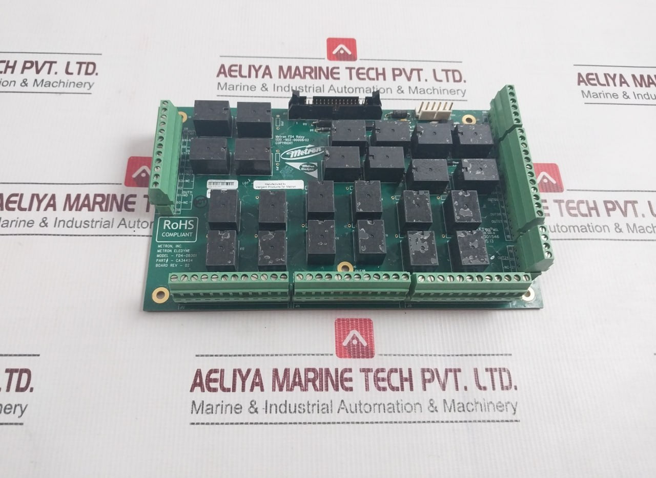 Metron Eledyne Fd4-db301 Printed Circuit Relay Board Rev-02 Ca34454