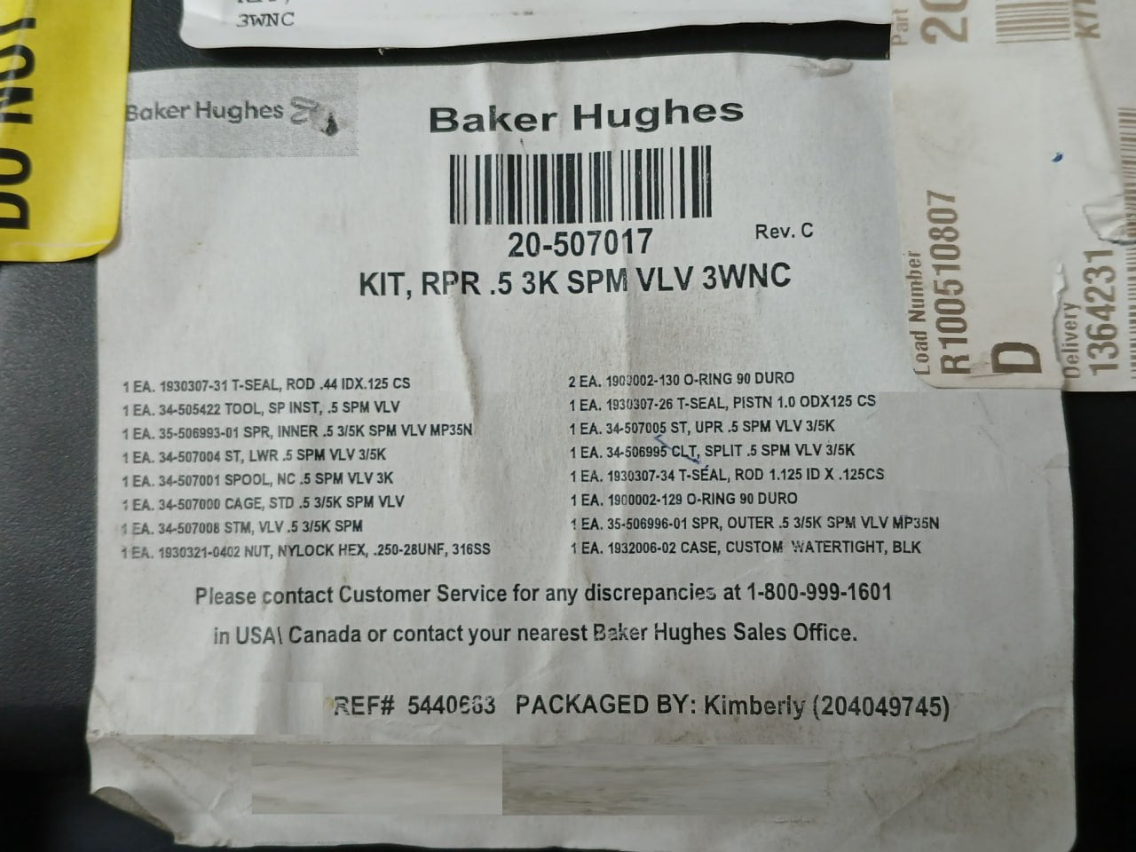 Hydril 20-507017 Gen-ii Mux Repair Kit 1/2" 3K Spm 3-way Nc Valve Rev C 10290280