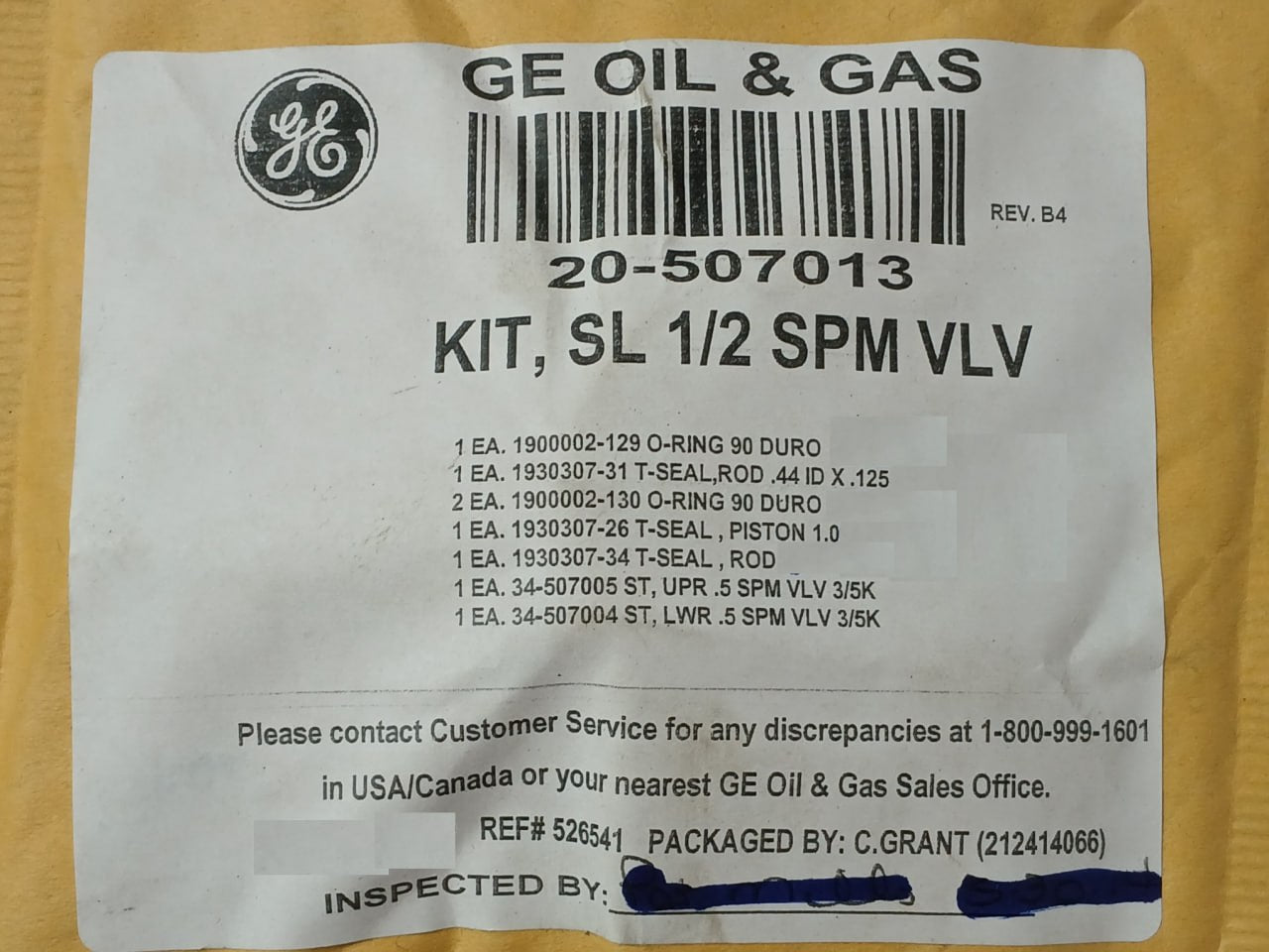 Hydril 20-507017 Repair Kit For Gen-ii Mux External 0.5" 3K Spm Valve 34-506995