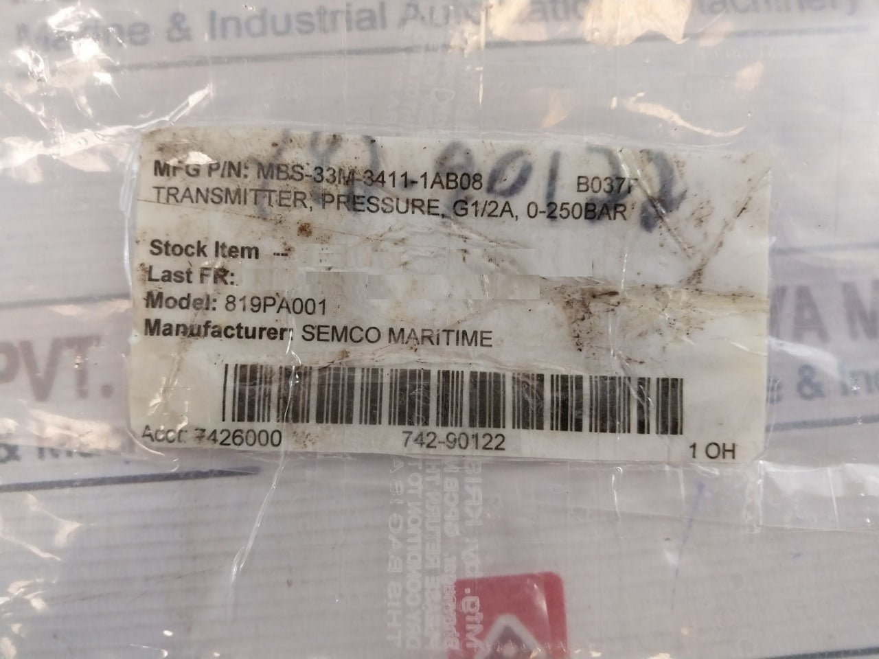 Danfoss 060G3133 Pressure Transmitter 819Pa001 10-30Vdc