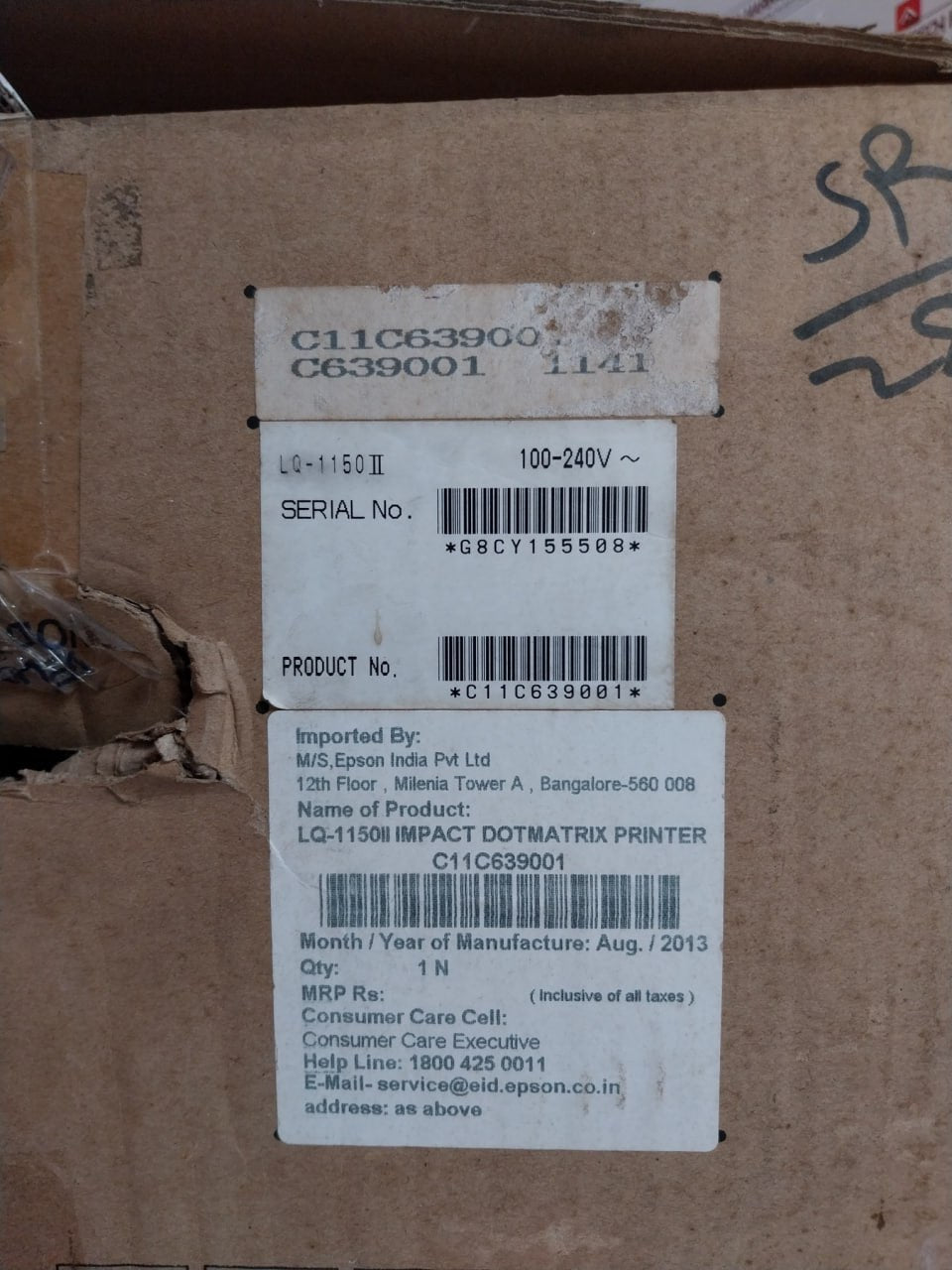 Impact Dot Matrix Printer By Epson Lq-1150 Ii, 50-60 Hz
