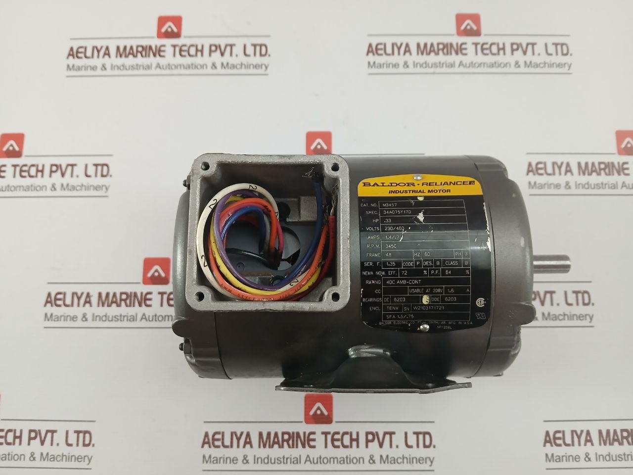Baldor M3457 3-phase Industrial Motor 60Hz Rev E 3450 Rpm 230/460V