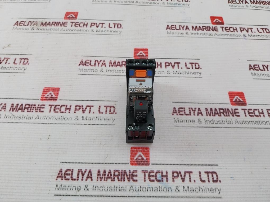 Schrack Pt570024 Relay With Pt78742 Base 24V Dc