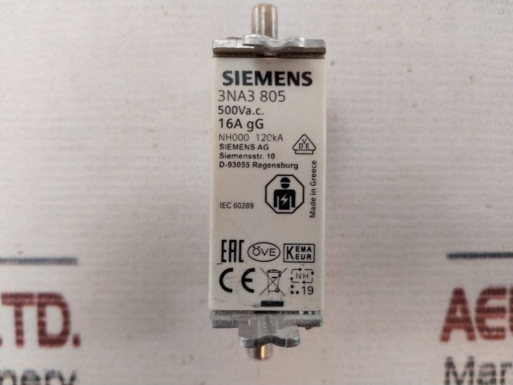 Siemens 3NA3805 Fuse Element NH000 120KA 500VAC