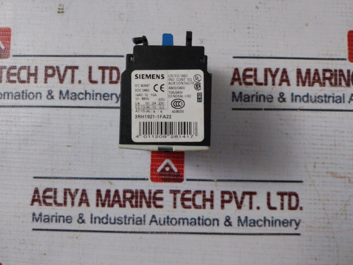 Siemens 3Rh1921-1Fa22 Front Mount Auxiliary Contactor Block 690V