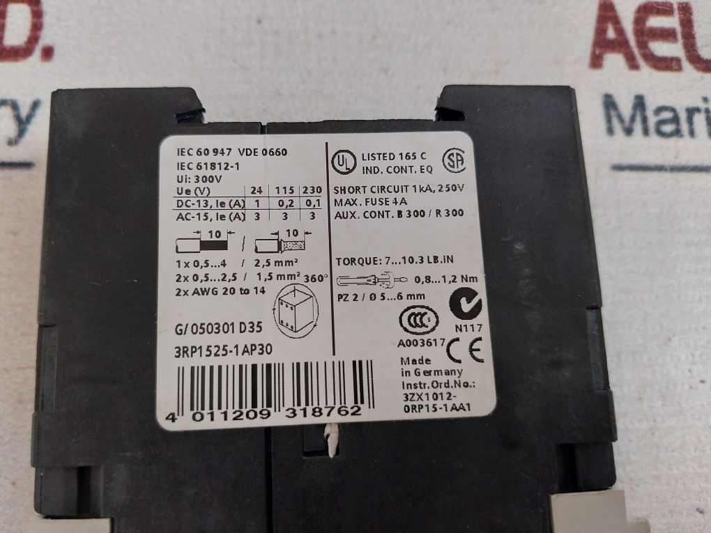 Siemens 3Rp1525-1Ap30 Time Delay Relay 24V Ac/Dc