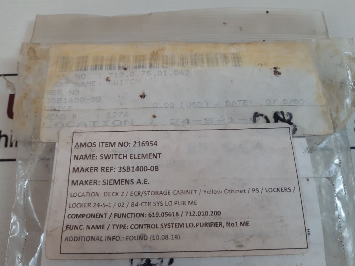 Siemens 3Sb14 00-0B Contact Block 712.0.75.01.062 Ac-15 6A 230V