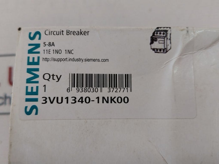 Siemens 3Vu1340-1Nk00 5-8A Circuit Breaker 100222581 50/60Hz