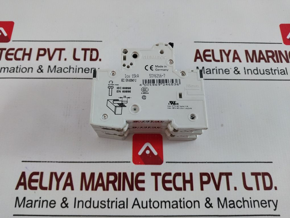 Siemens 5Sy62 Auxiliary Circuit Switch Mcb C16 5Sy6216-7 440V 16A 15Ka