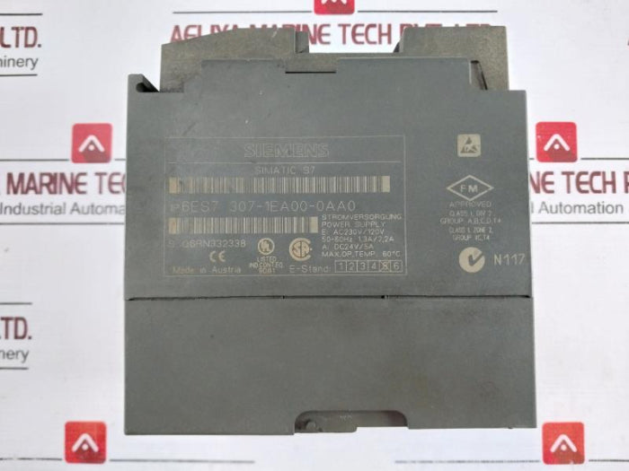 Siemens 6Es7 307-1Ea00-0Aa0 Power Supply Module Ac 230V/120V, 50-60 Hz Dc 24V