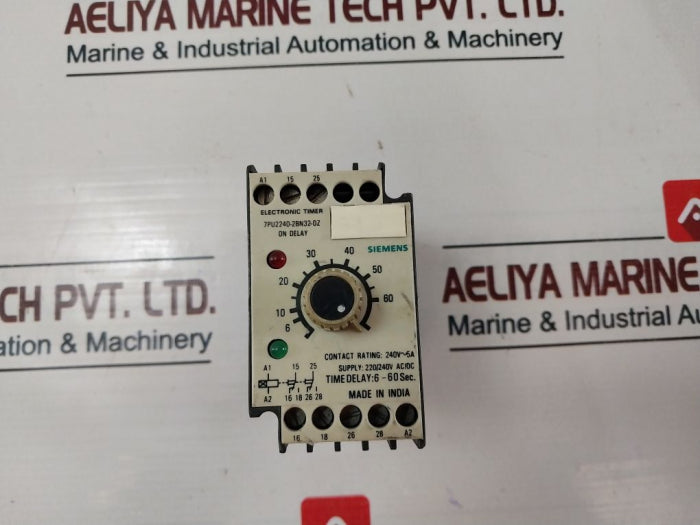 Siemens 7Pu2240-2Bn32-0Z On Delay Electronic Timer 6-60 Sec.
