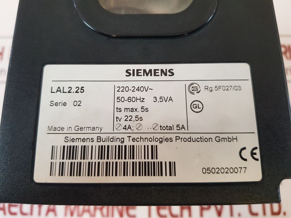 Siemens Lal2.25 Burner Program Controller Series:02 220-240V~ 50-60Hz 3,5Va