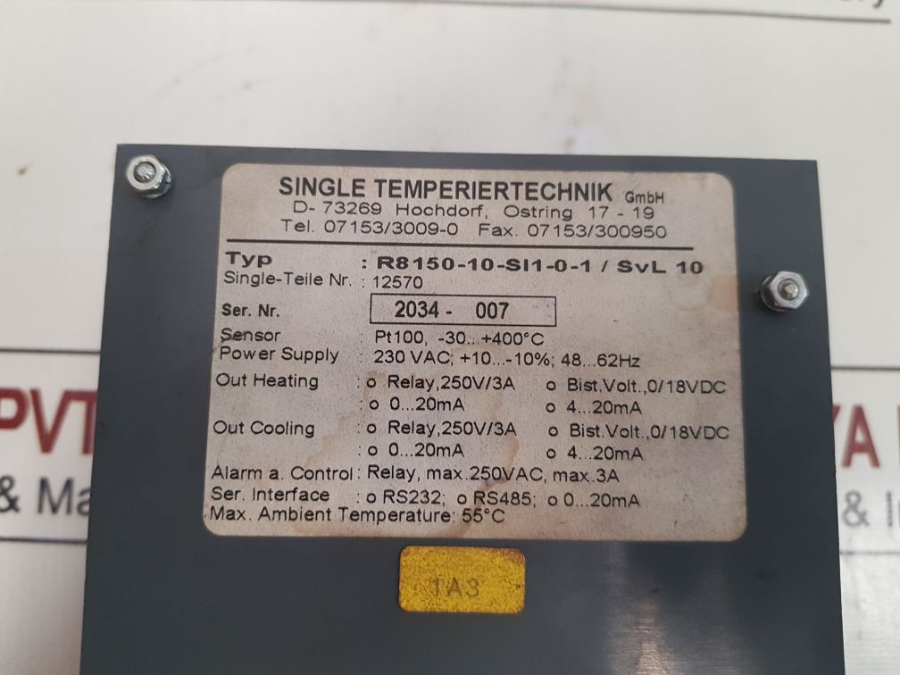 Single R8150-10-si1-0-1/Svl 10 Temperature Control