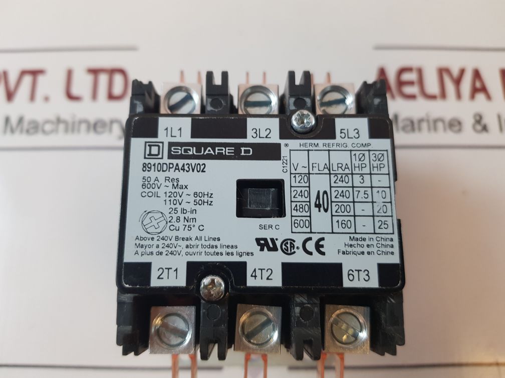 Square D 8910Dpa43V02 Definite Purpose Contactor