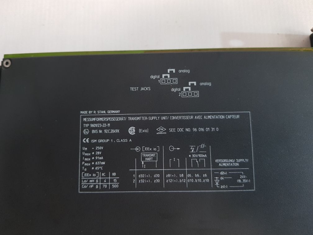 Stahl 9601/23-22-11 Ics1000 Transmitter-supply Unit Um= 250V Umax= 28V