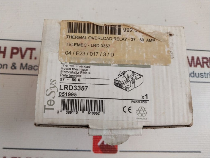 Telemecanique Lr2d3357 Thermal Overload Relay 37-50a 600v A.c