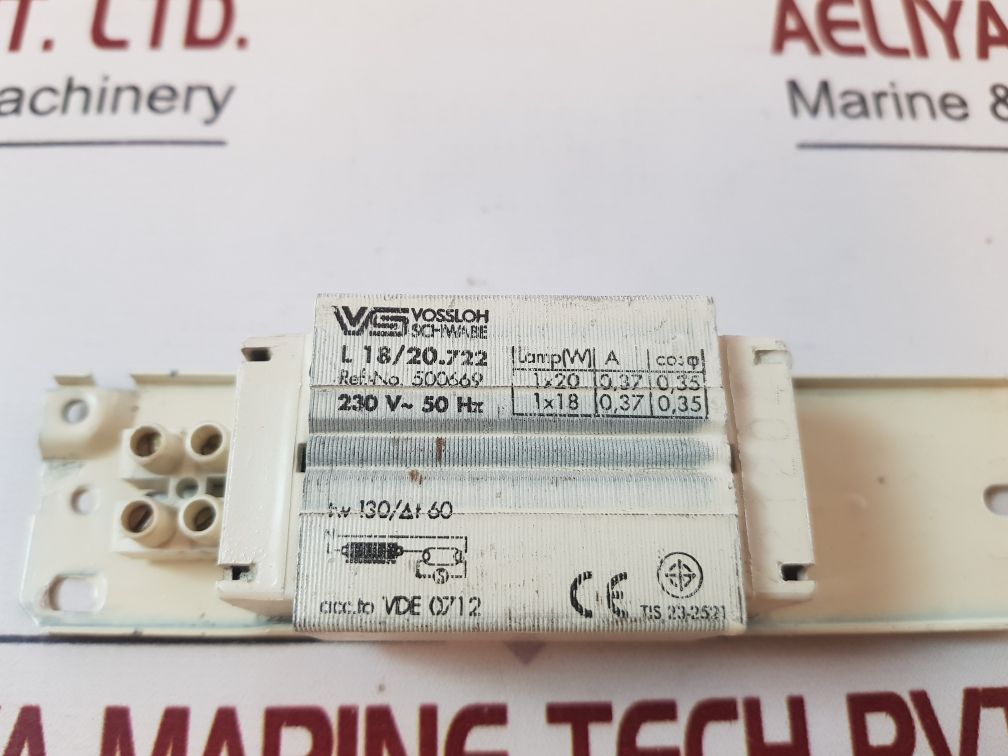 Lot of 2X Vossloh schwabe l18/20.722 Ballast VDE 0712 TIS 23-2521 230V- 50HZ