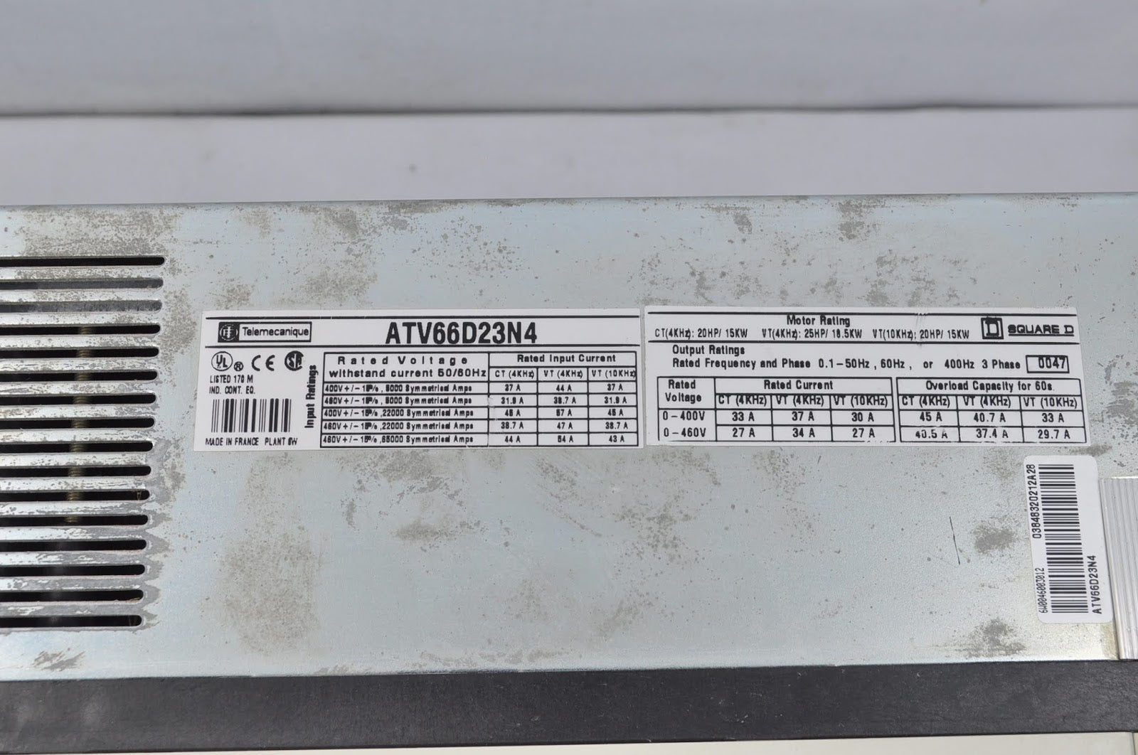 Square-d telemecanique altivar66 atv66d23n4 motor drive
