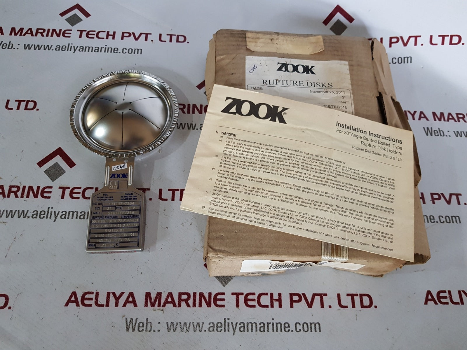 Zook rupture disk size.3" d-v 316/tef/316