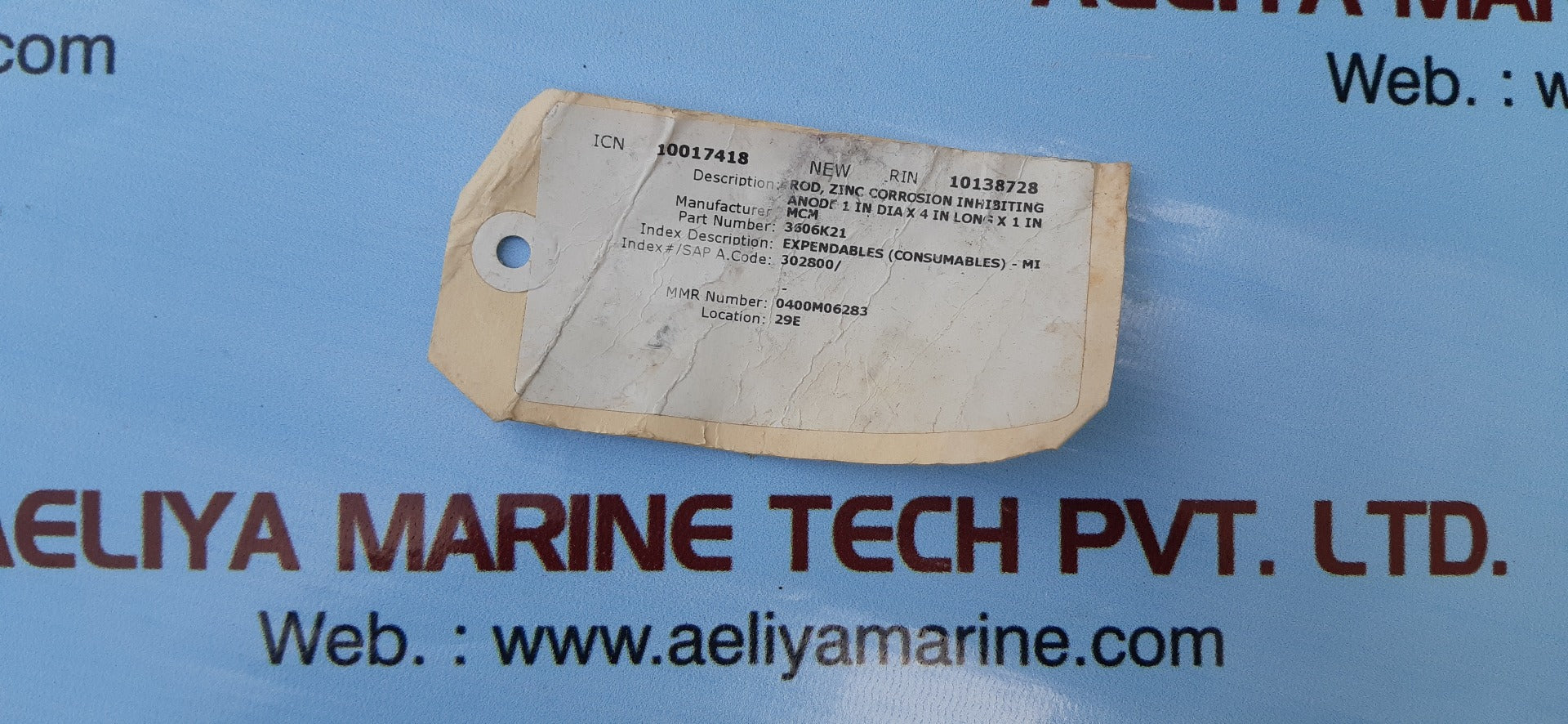 ROTOMETALS CORROSION INHIBITING ZINC PENCIL ANODE 1 IN DIA X 4IN LONG X 1 IN 3606K21