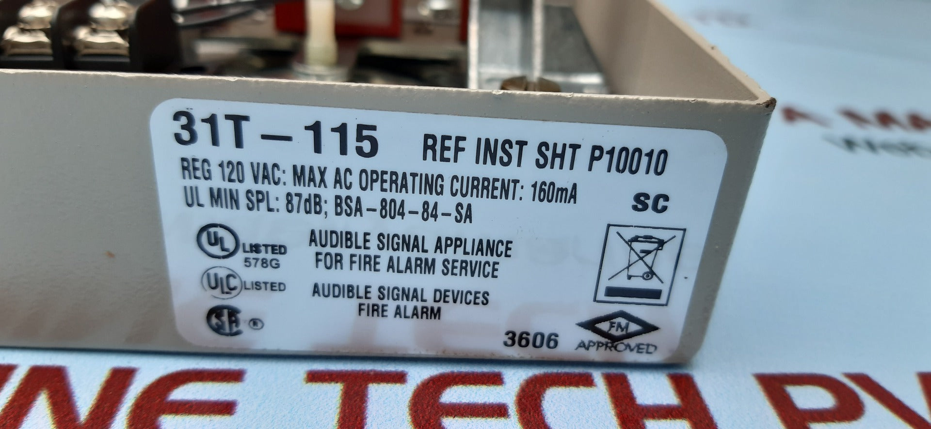 Wheelock 31t-115 fire alarm horn