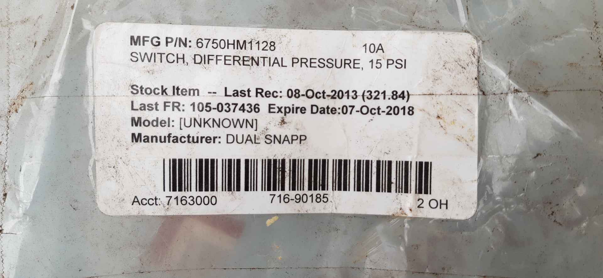 Custom control sensors 675de1 pressure switch