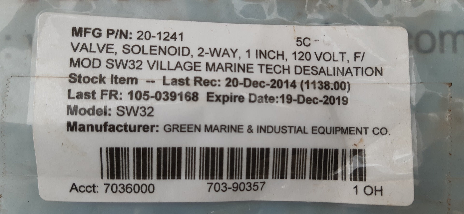 Burkert us10204 solenoid valve 2-way 1",120v