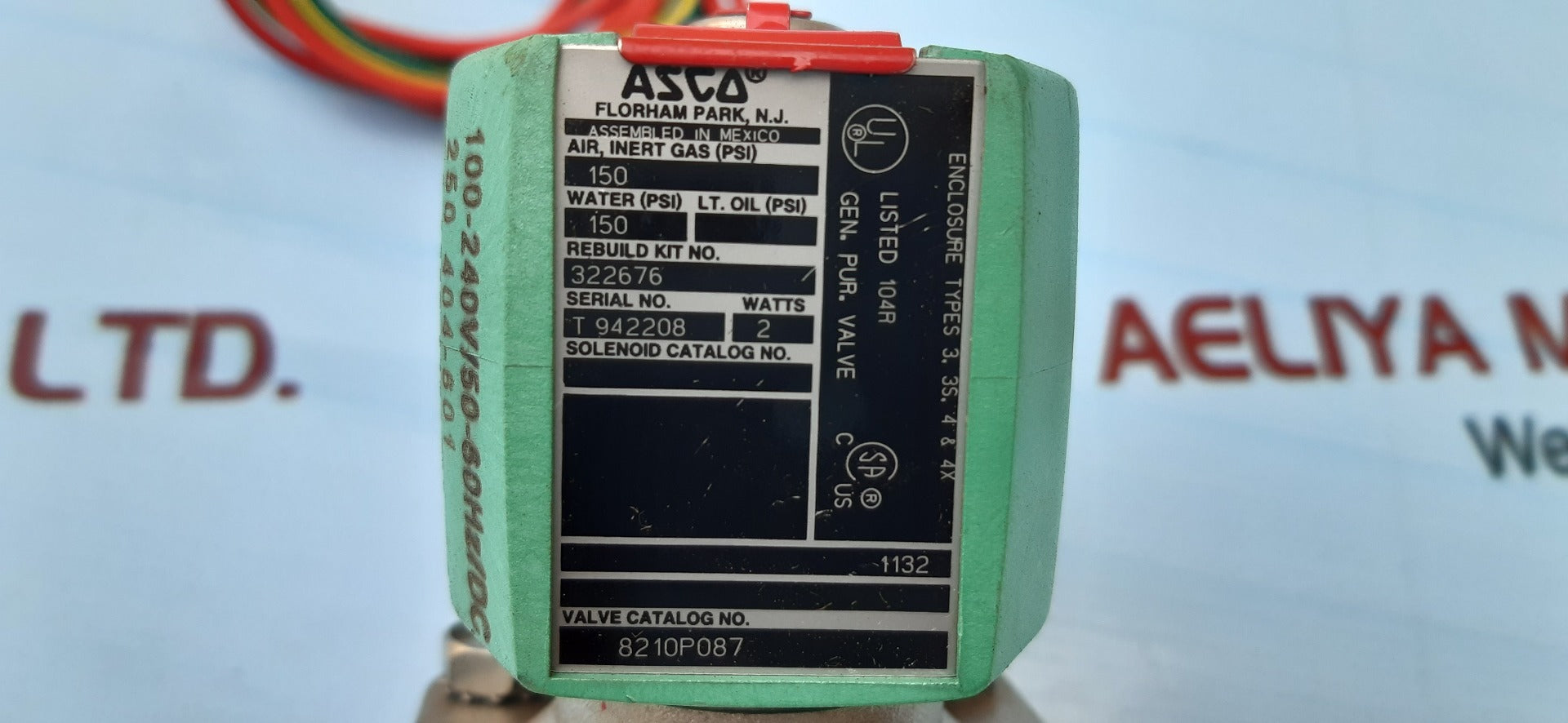Asco redhat 8210p087 stainless steel 1/2" air/water solenoid valve