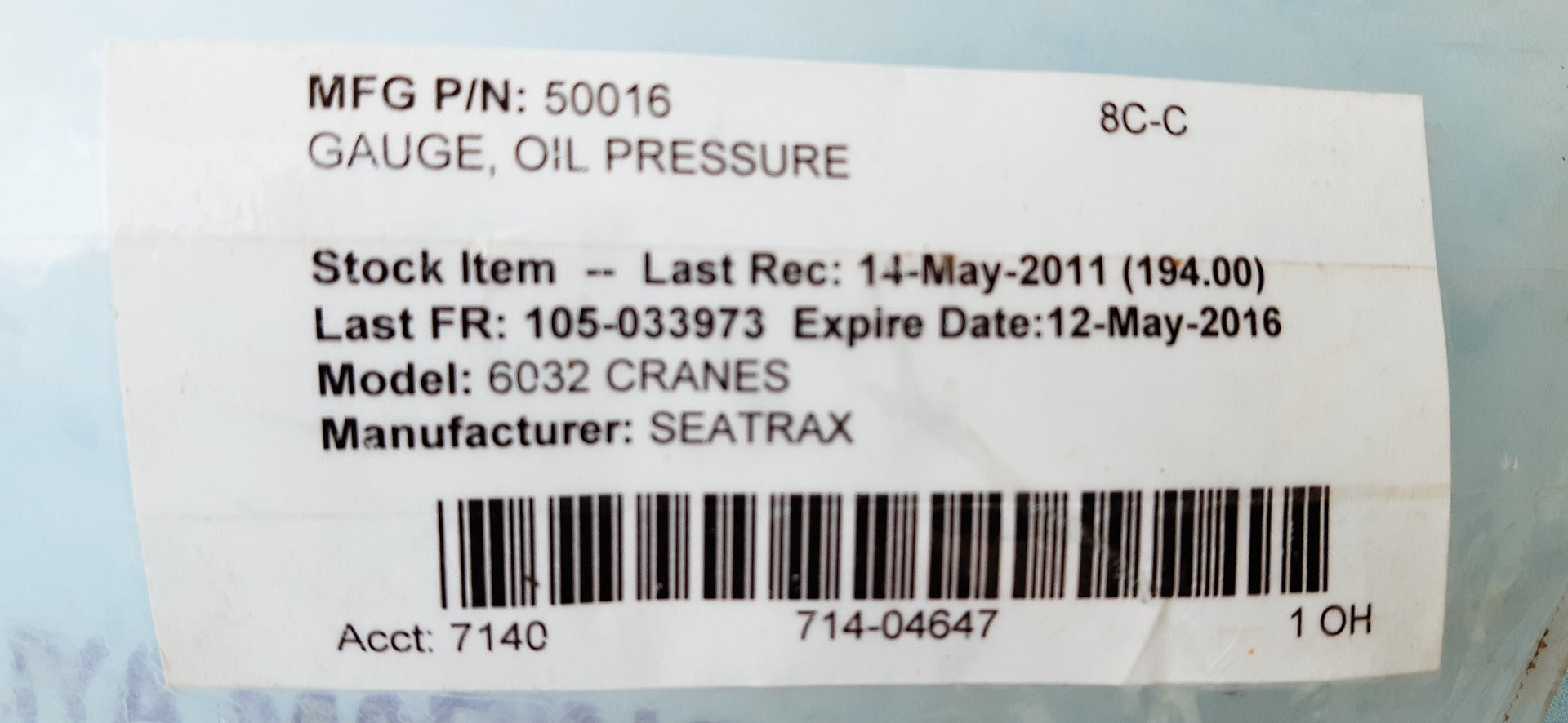 Cat oil pressure gauge 2w-3681 3710