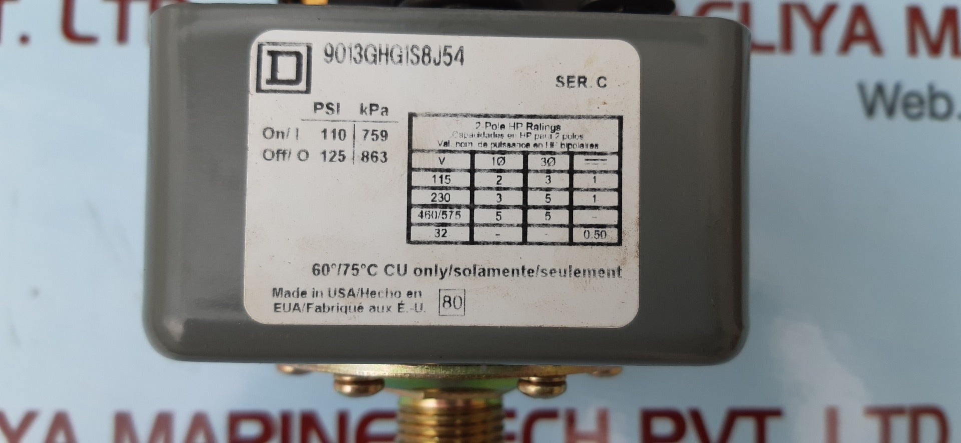 Square D 9013ghg1s8j54 pressure switch