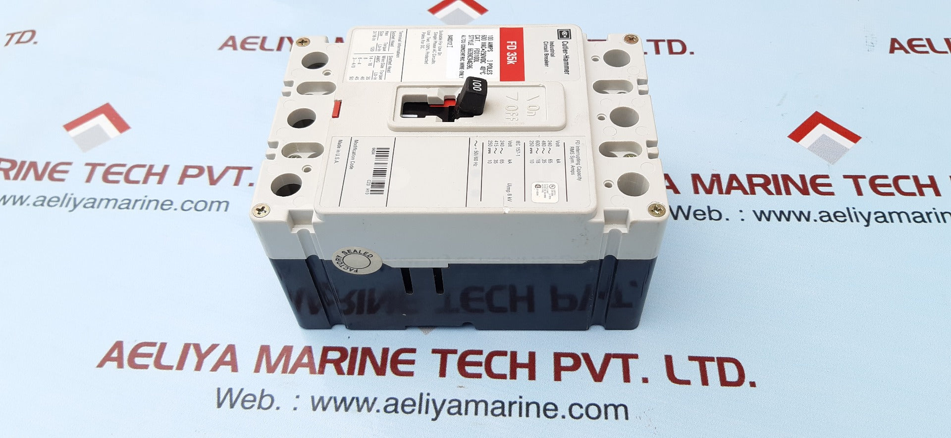 Eaton cutler hammer fd35k 3 pole circuit breaker 100 amps