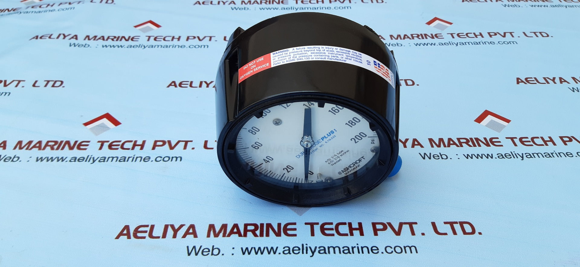 Ashcroft duragauge plus pressure gauge 0-200 psi aisi 316 tube 316aisi socket
