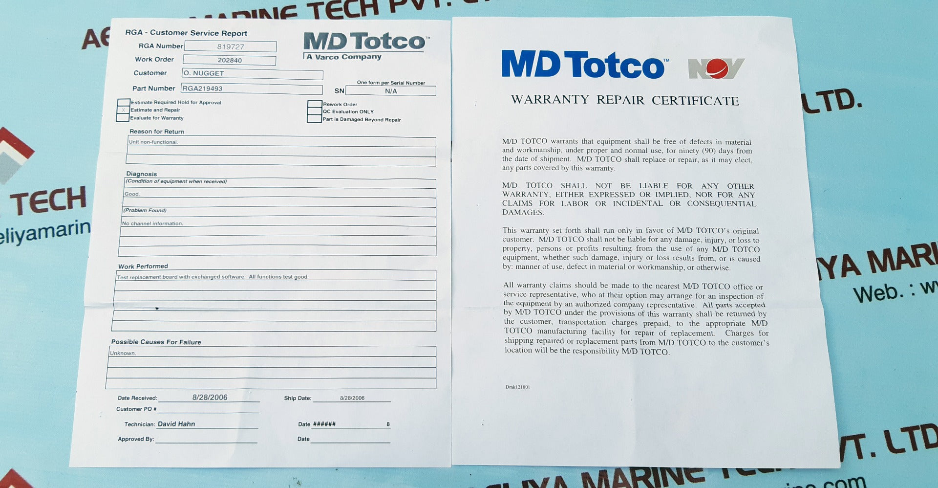 Md totco 219494 pc board 40219493-102