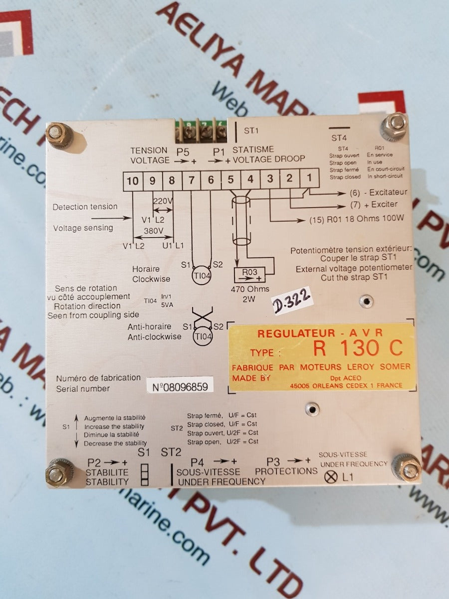 Leroy somer r130c automatic voltage regulator avr