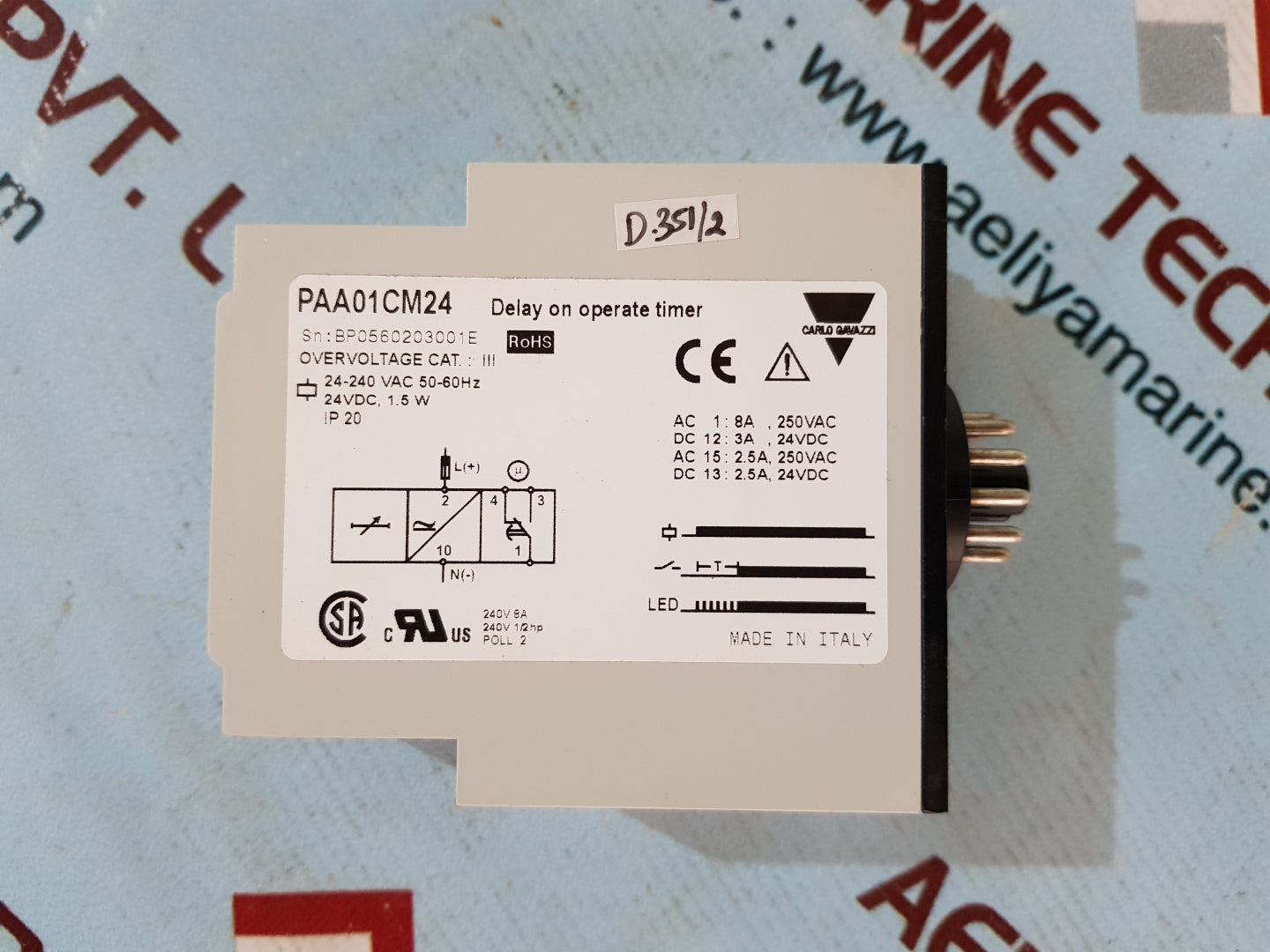 Carlo gavazzi paa01cm24 delay on operate timer