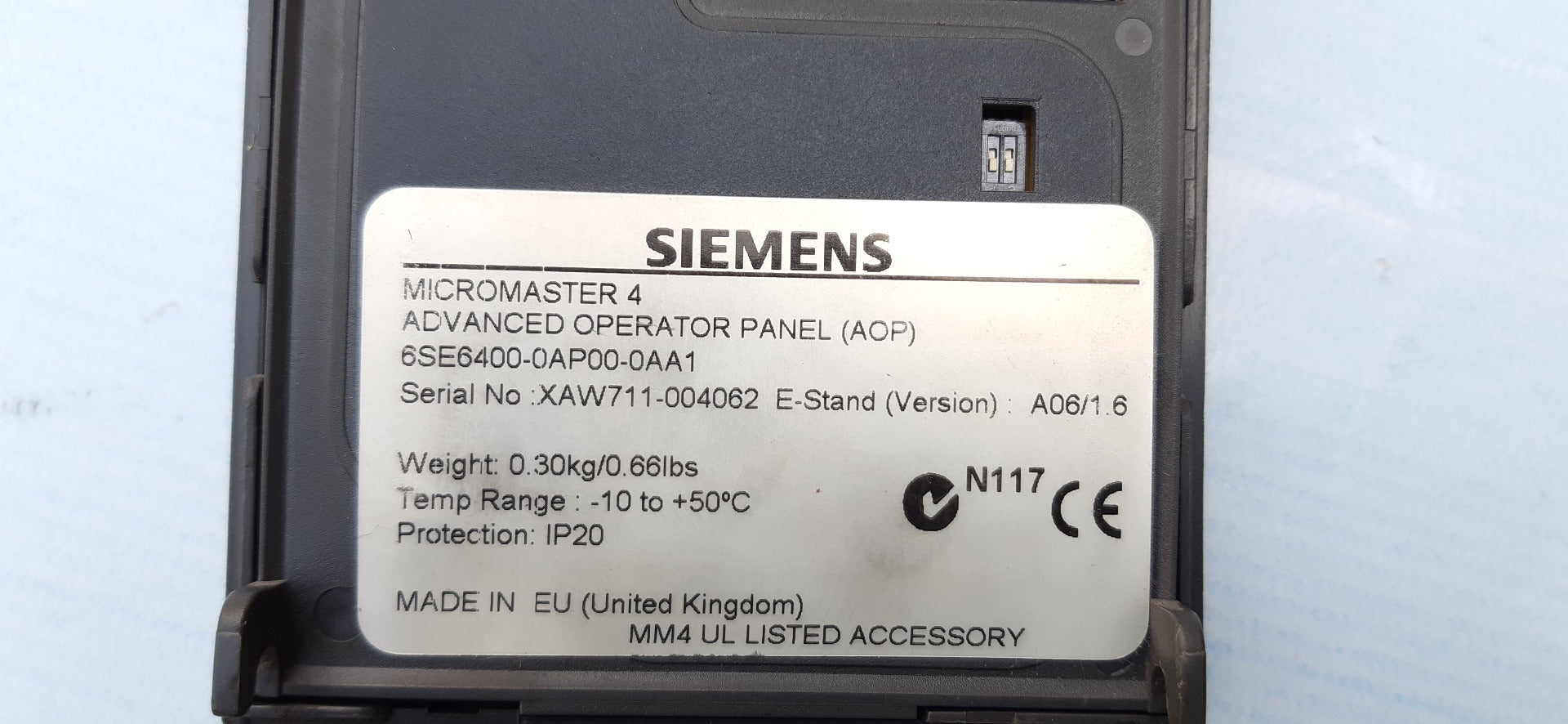 Siemens micromaster 4 6se6400-0ap00-0aa1 advanced operator panel