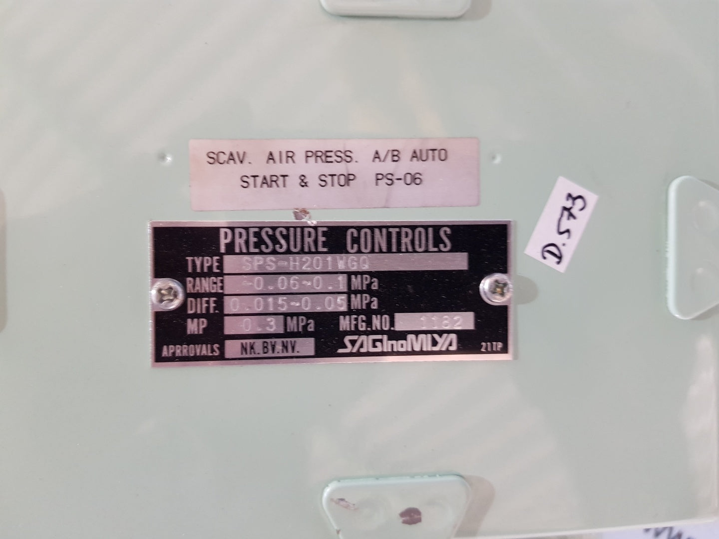 Saginomiya sps-h201wgq pressure controls
