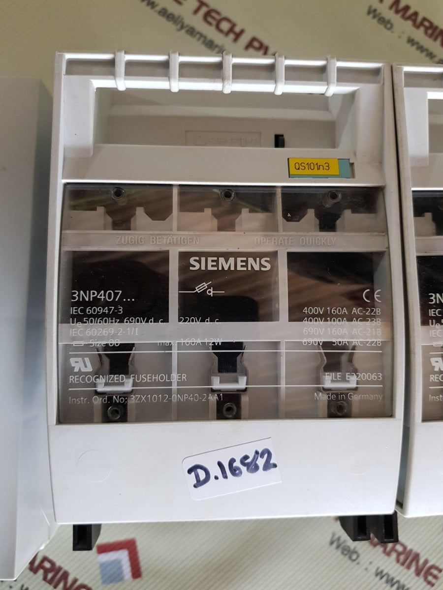 Siemens 3np407 fuseholder switch 160a 12w Attachment